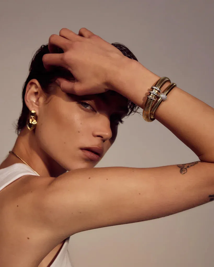Pave Dome Snake Chain Bracelet