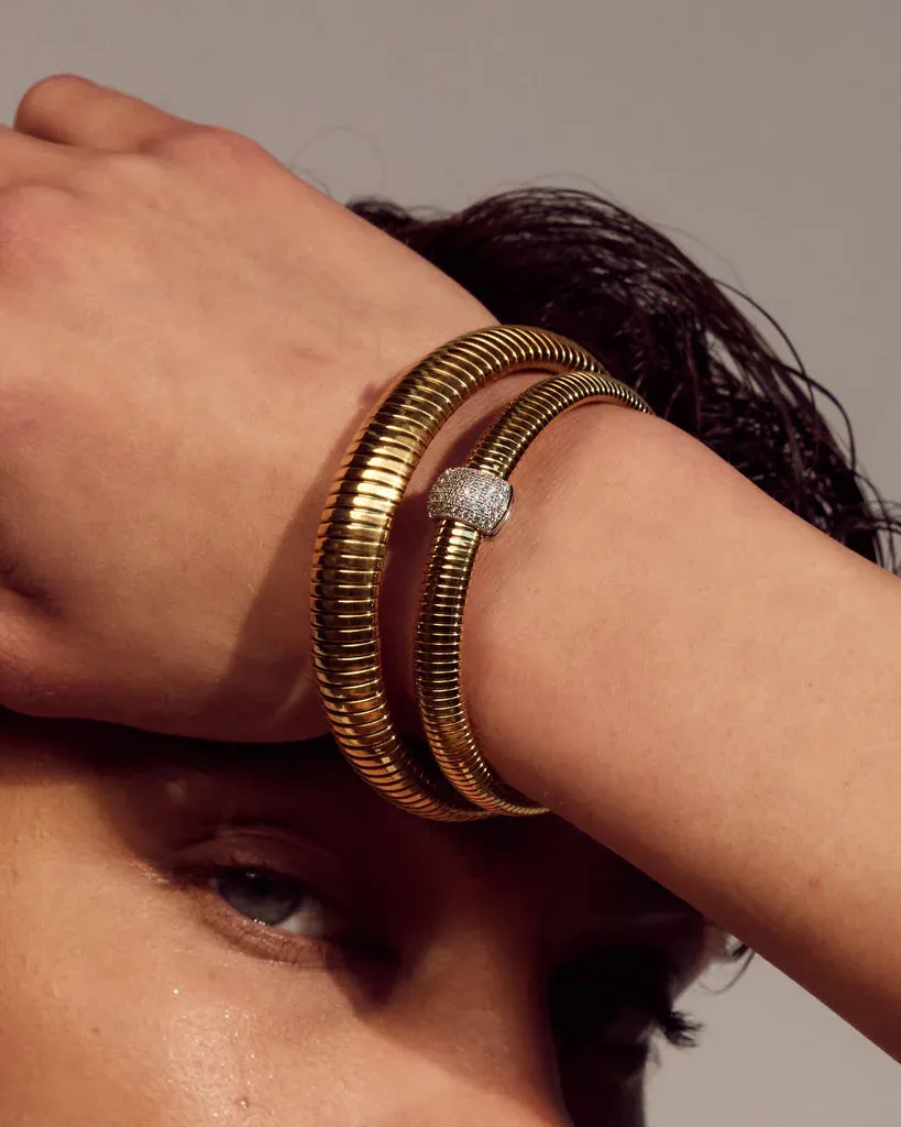 Pave Dome Snake Chain Bracelet