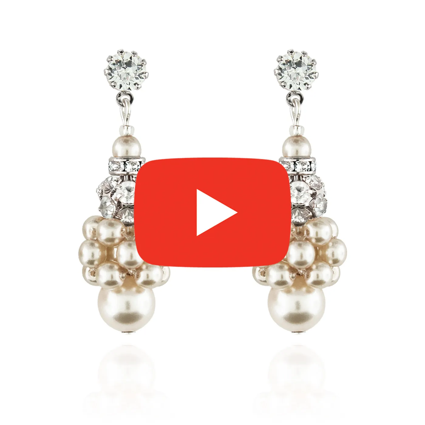 Pearl Cluster Earrings with Rhinestone Beads