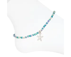 Periwinkle anklet silver textured starfish