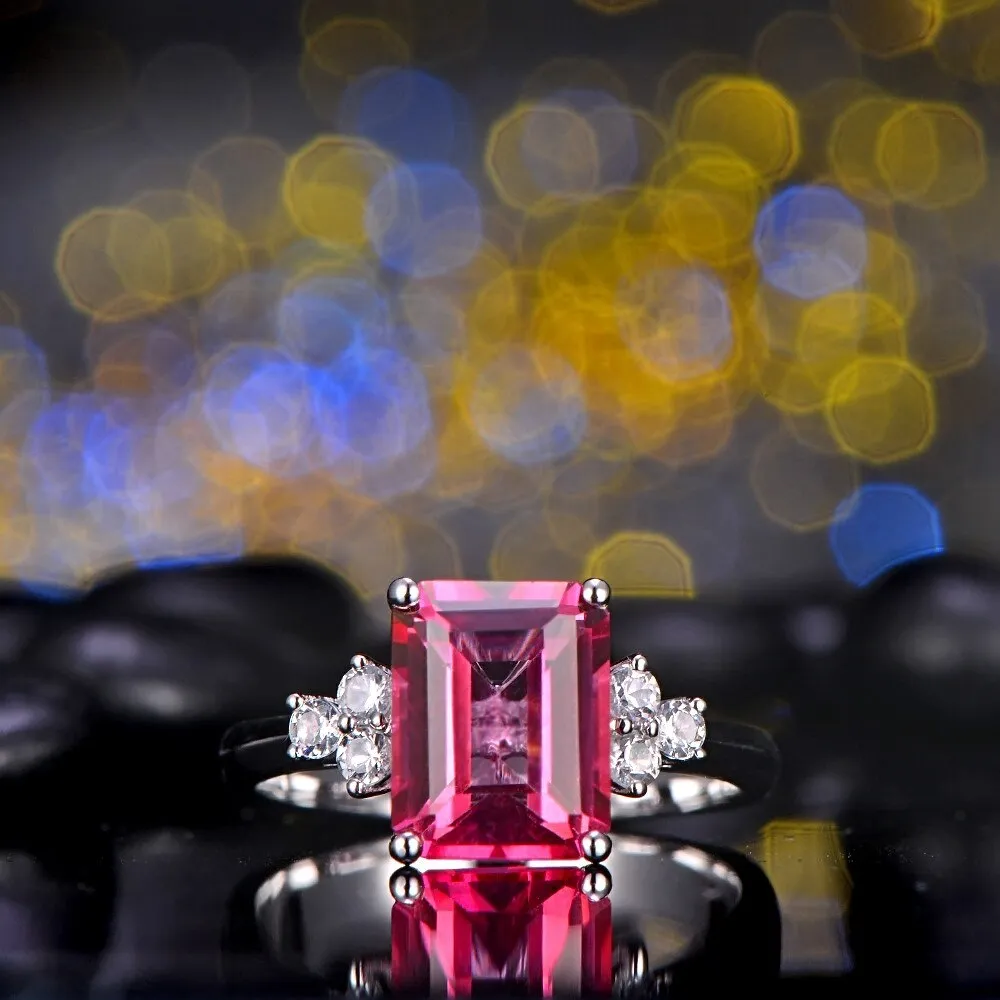 Pink Topaz Diamond Ring White Gold 2.78ct
