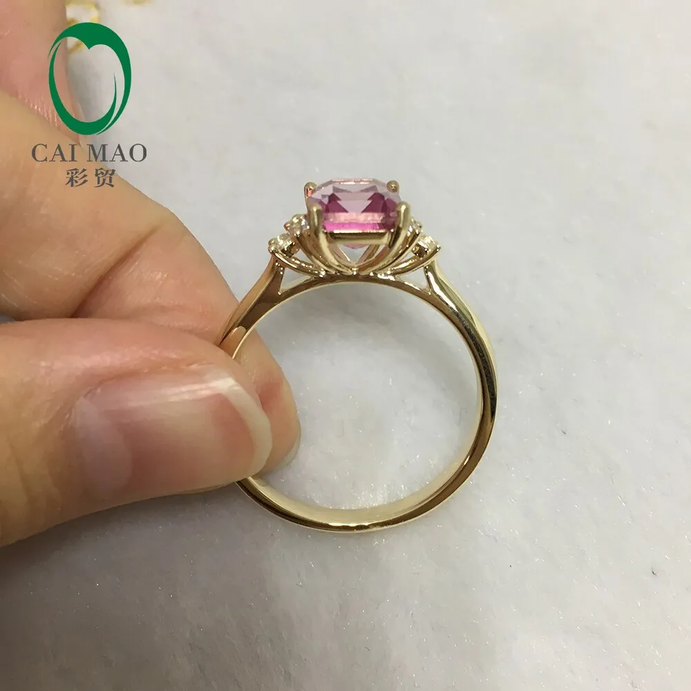 Pink Topaz Diamond Ring White Gold 2.78ct