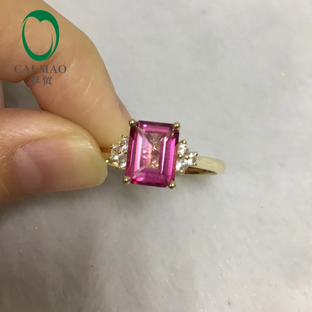 Pink Topaz Diamond Ring White Gold 2.78ct