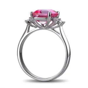 Pink Topaz Diamond Ring White Gold 2.78ct