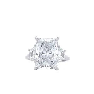 Platinum Three Stone Radiant Cut Center Engagement Ring 4 CT Center