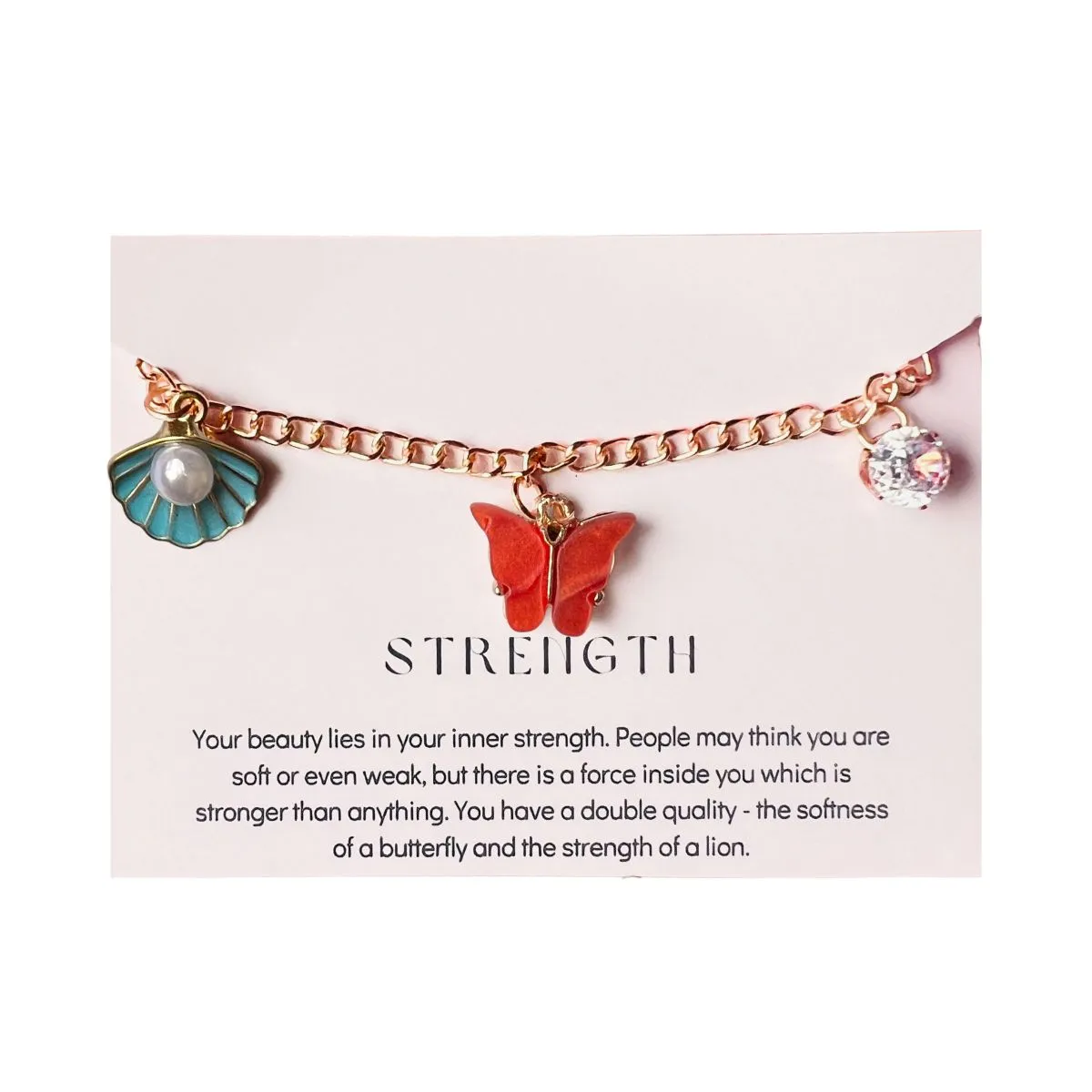 Rack Jack Rose Gold Plated Charms Bracelet Butterfly Pearl Diamond Adjustable Free Size | Birthday Gift for Girls and Women Anniversary Gift for Wife - Orange