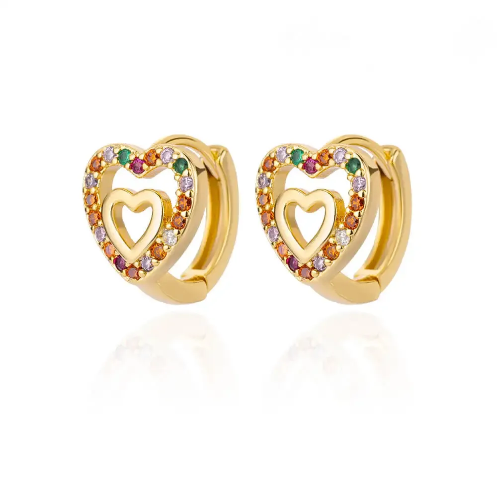 Rainbow Zircon Earring for Women Stainless Steel Hoop Earring 2024 New Trending Luxury Aesthetic Accesorios Jewelry aretes mujer