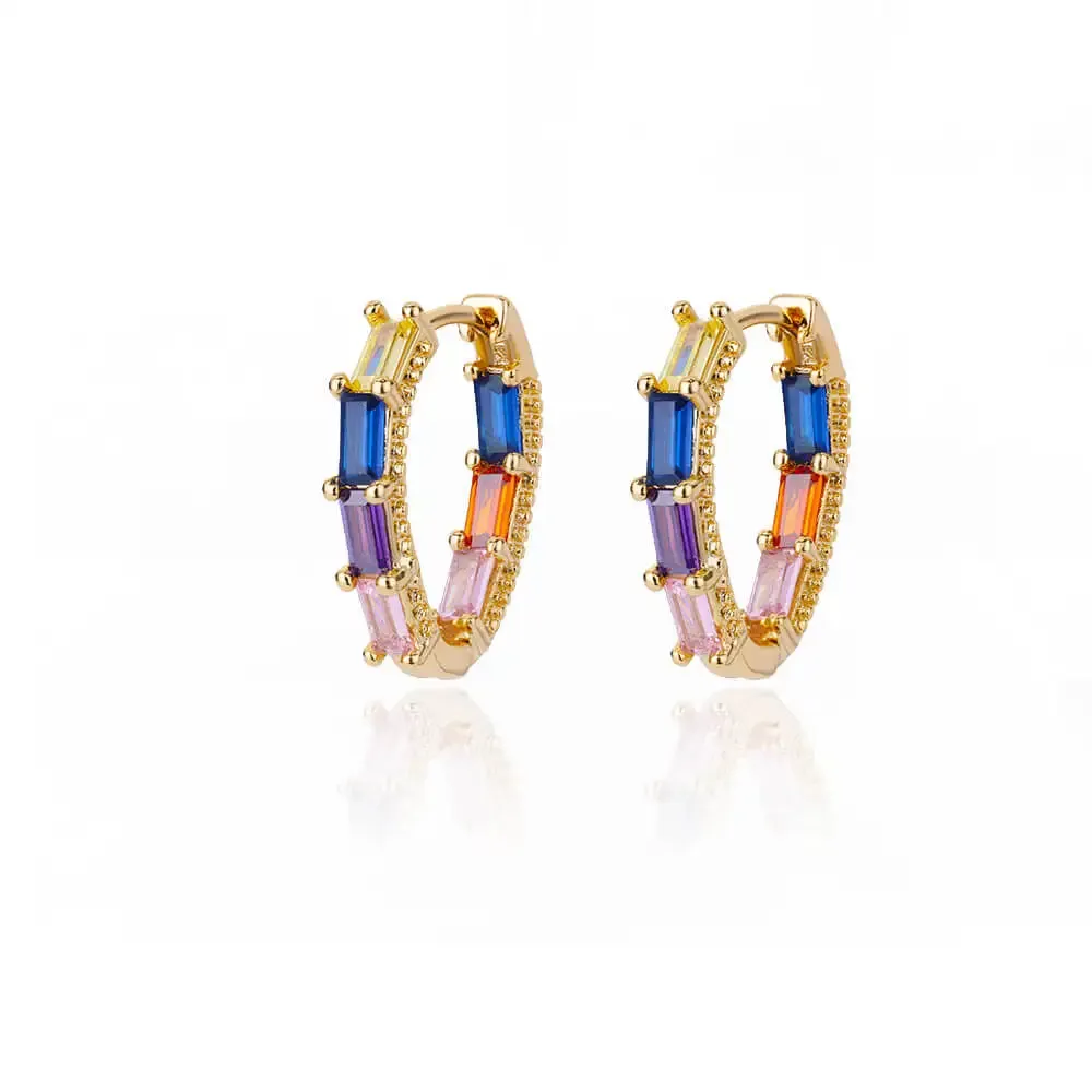 Rainbow Zircon Earring for Women Stainless Steel Hoop Earring 2024 New Trending Luxury Aesthetic Accesorios Jewelry aretes mujer
