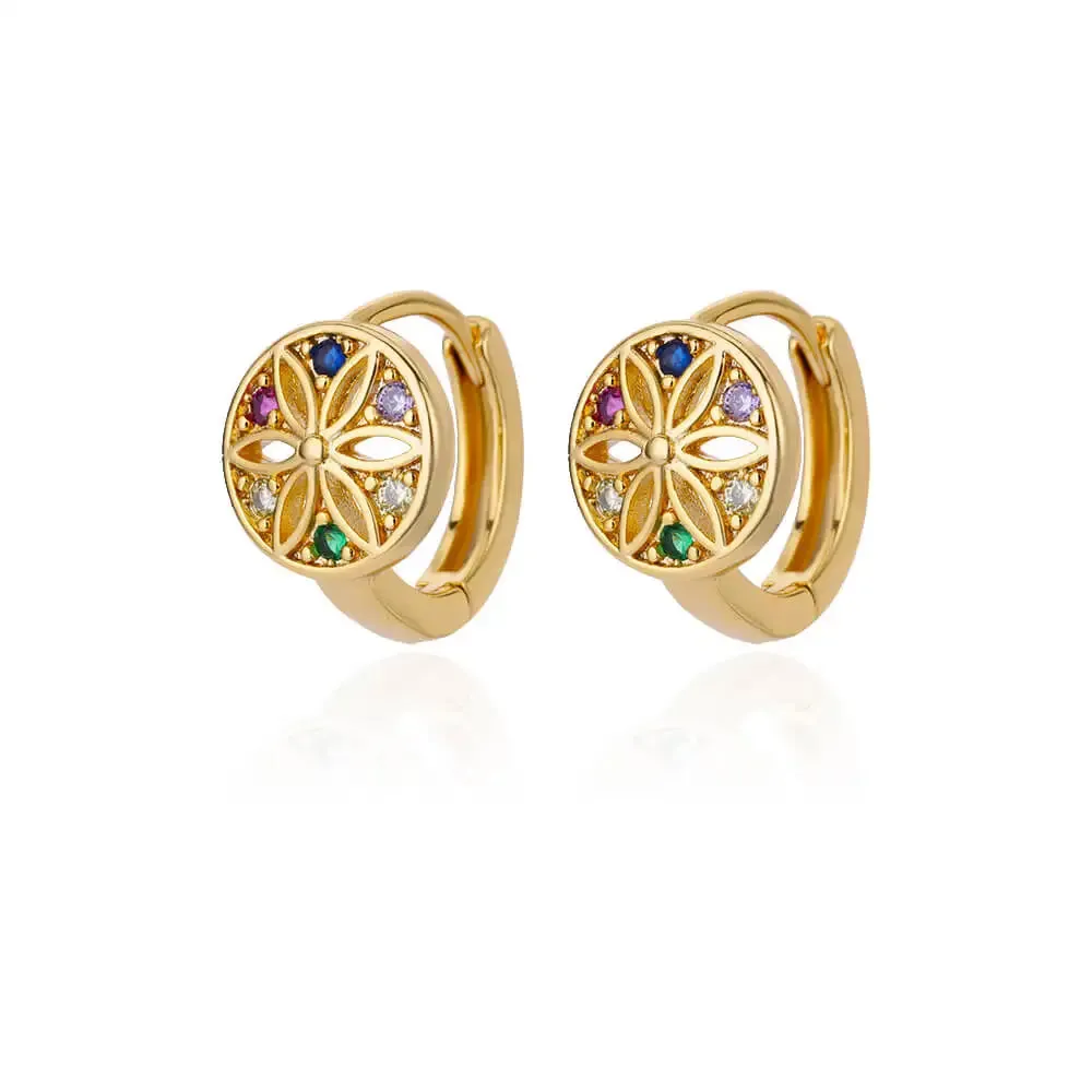 Rainbow Zircon Earring for Women Stainless Steel Hoop Earring 2024 New Trending Luxury Aesthetic Accesorios Jewelry aretes mujer