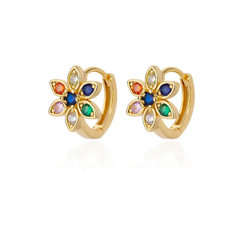 Rainbow Zircon Earring for Women Stainless Steel Hoop Earring 2024 New Trending Luxury Aesthetic Accesorios Jewelry aretes mujer