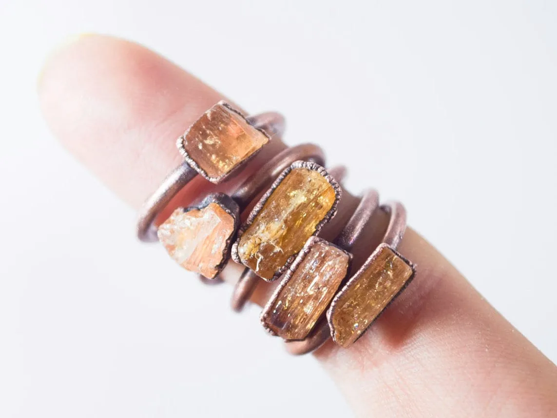 Raw Topaz ring | Topaz crystal ring