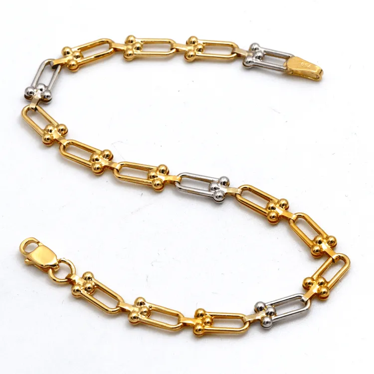 Real Gold GZTF 2 Color Hardware Solid Chain Bracelet 4725-YW (19 C.M) BR1639