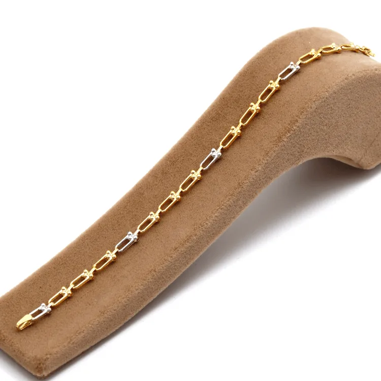 Real Gold GZTF 2 Color Hardware Solid Chain Bracelet 4725-YW (19 C.M) BR1639