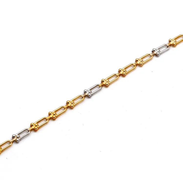 Real Gold GZTF 2 Color Hardware Solid Chain Bracelet 4725-YW (19 C.M) BR1639
