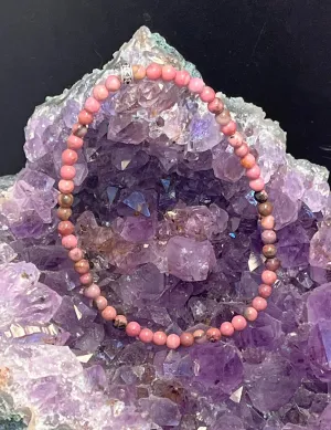 Rhodonite Anklet on Elastic Cord