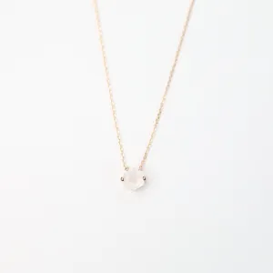 Rose Gold Hexagon Rainbow Moonstone Necklace