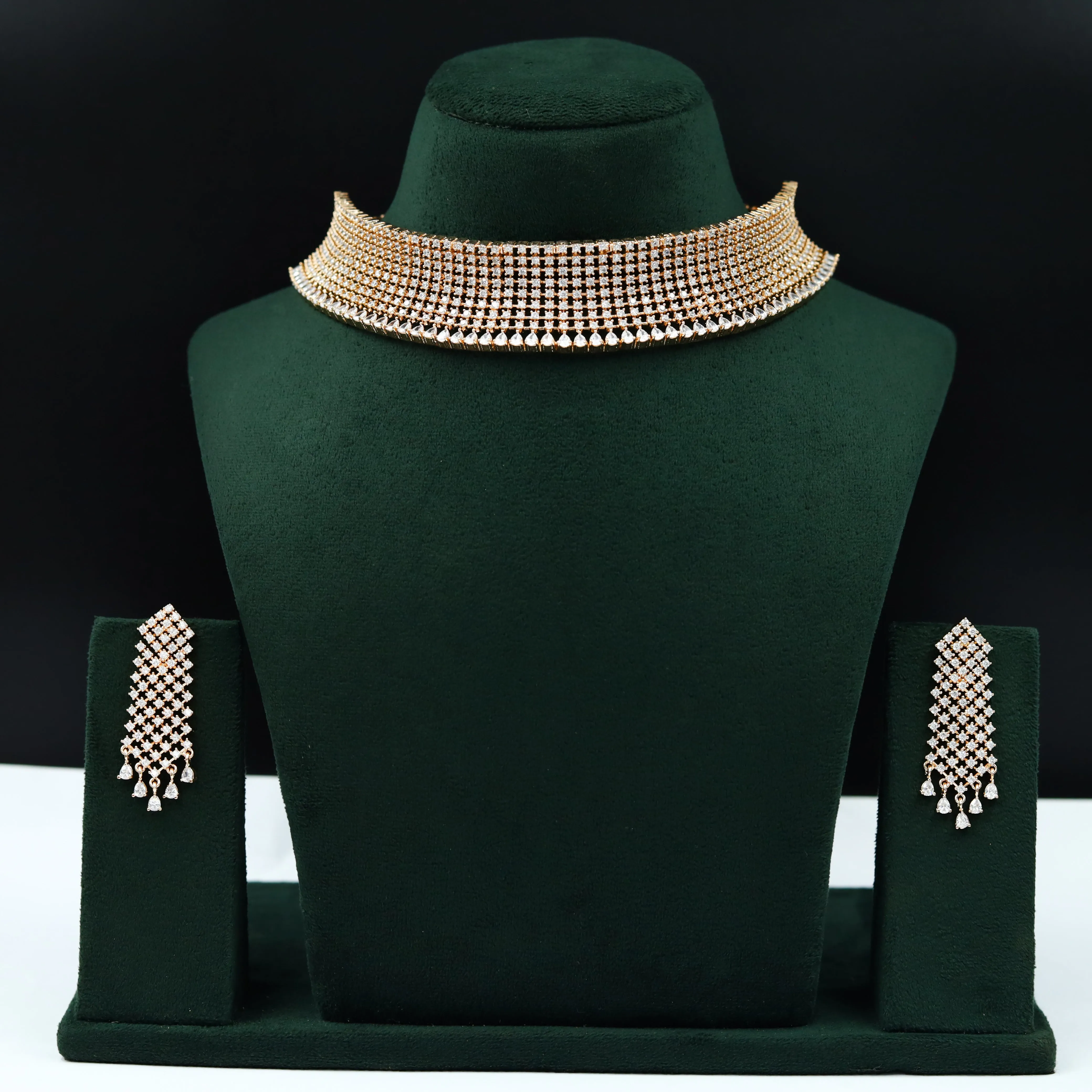 Rose Gold Zircon/AD Choker Set