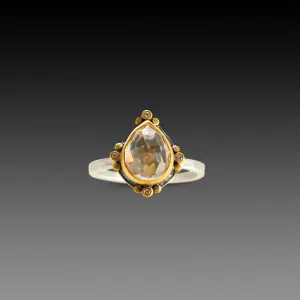 Rosecut Teardrop White Topaz Ring