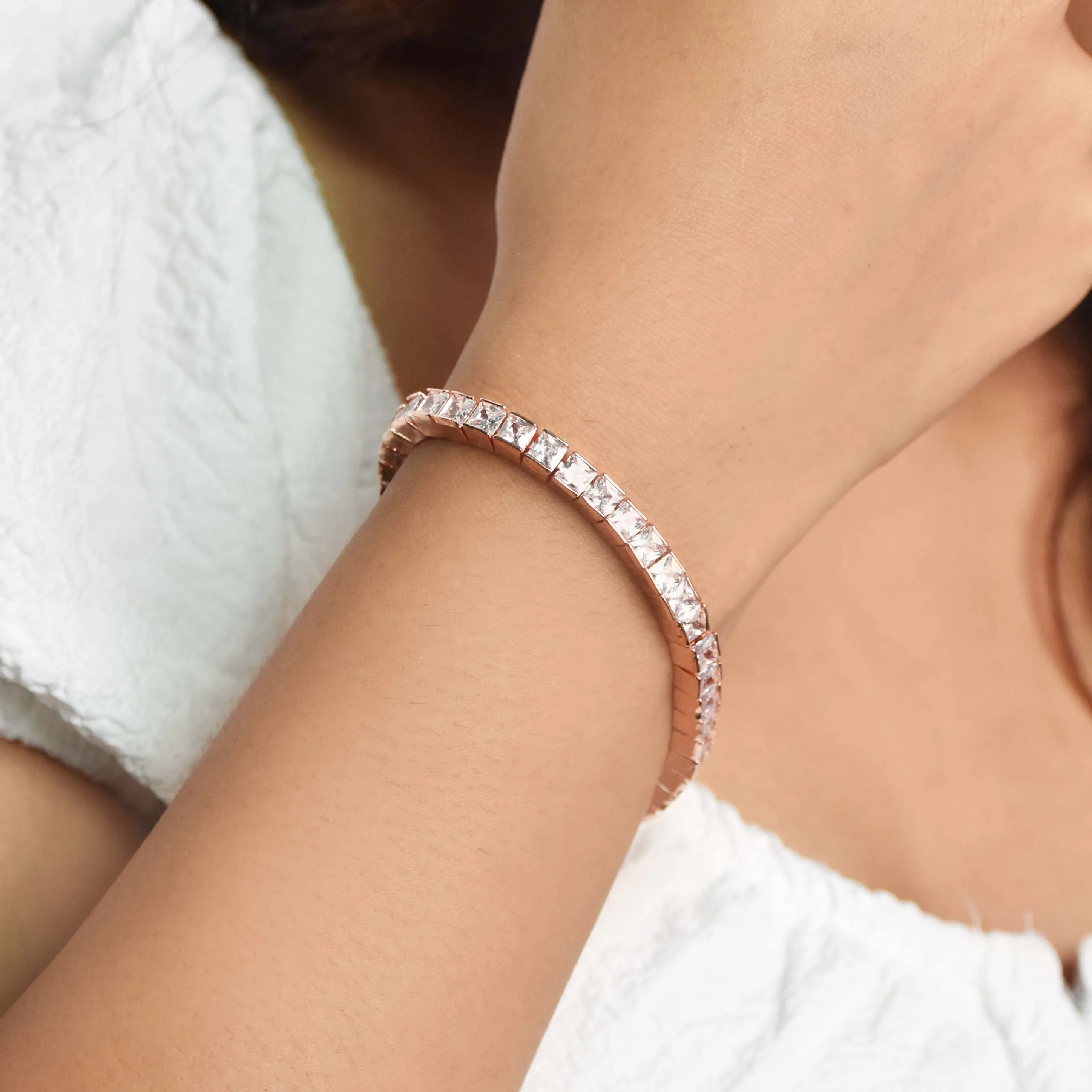 Rosy Glam Tennis Bracelet