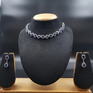 Round Neck Zircon/AD Necklace Set 10557-28
