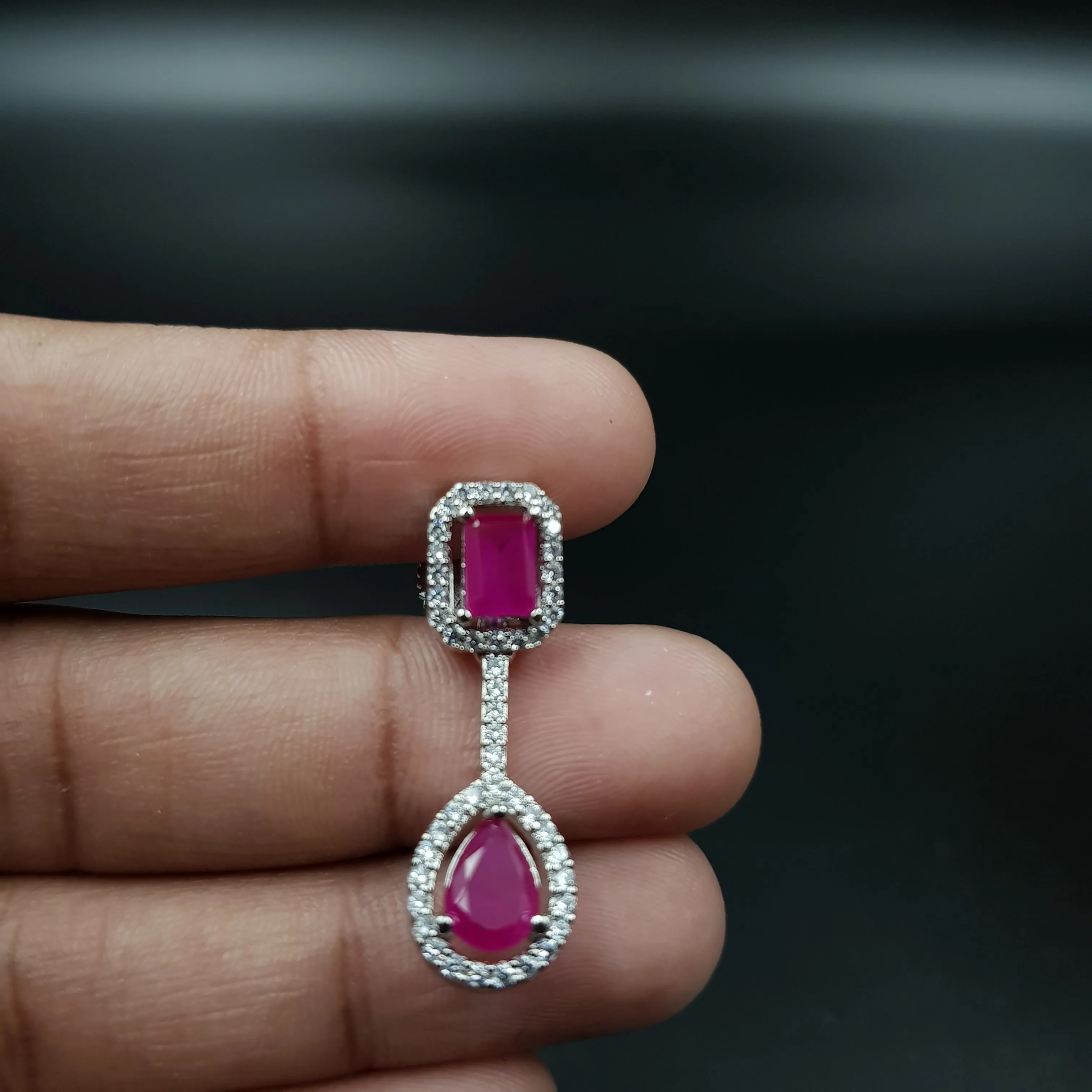 Round Neck Zircon/AD Necklace Set 10557-28