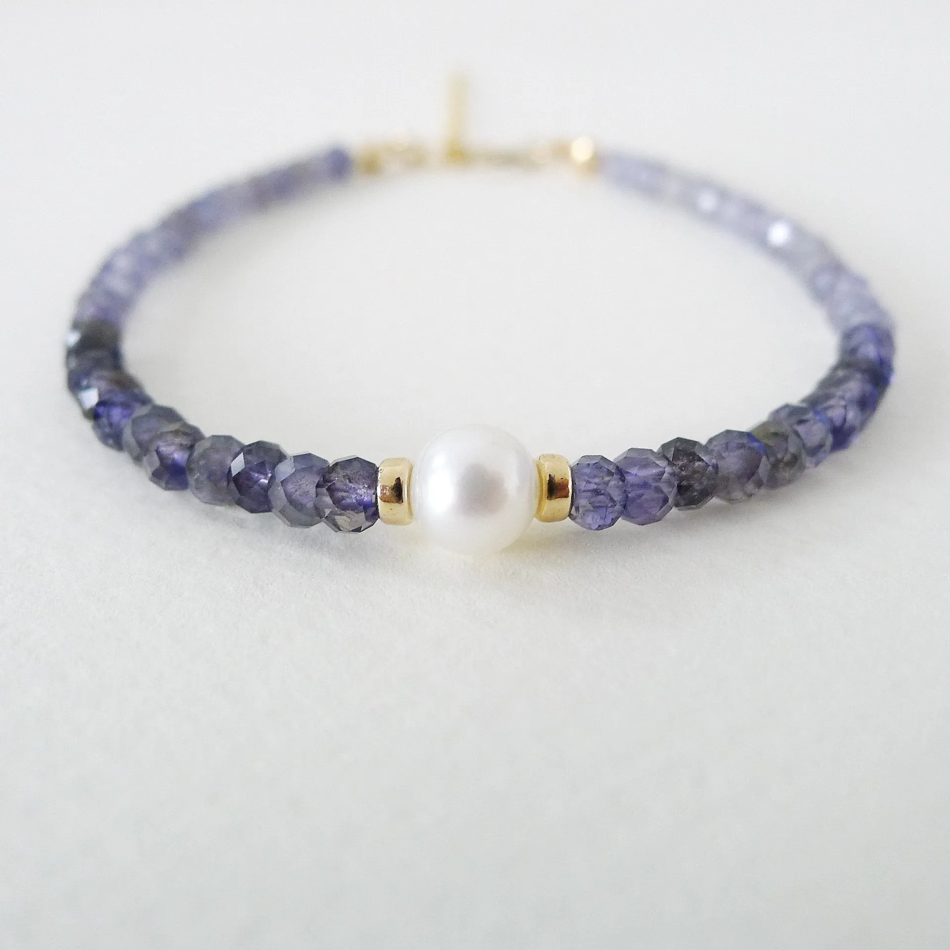 Selena Bracelet / Iolite Gemstone / Freshwater Pearl