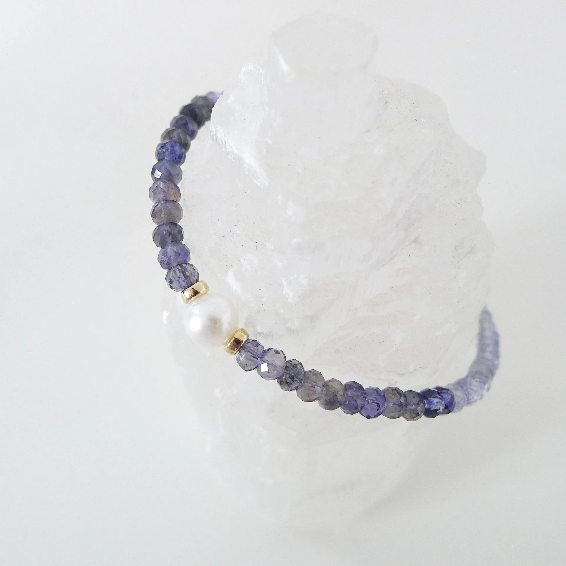 Selena Bracelet / Iolite Gemstone / Freshwater Pearl