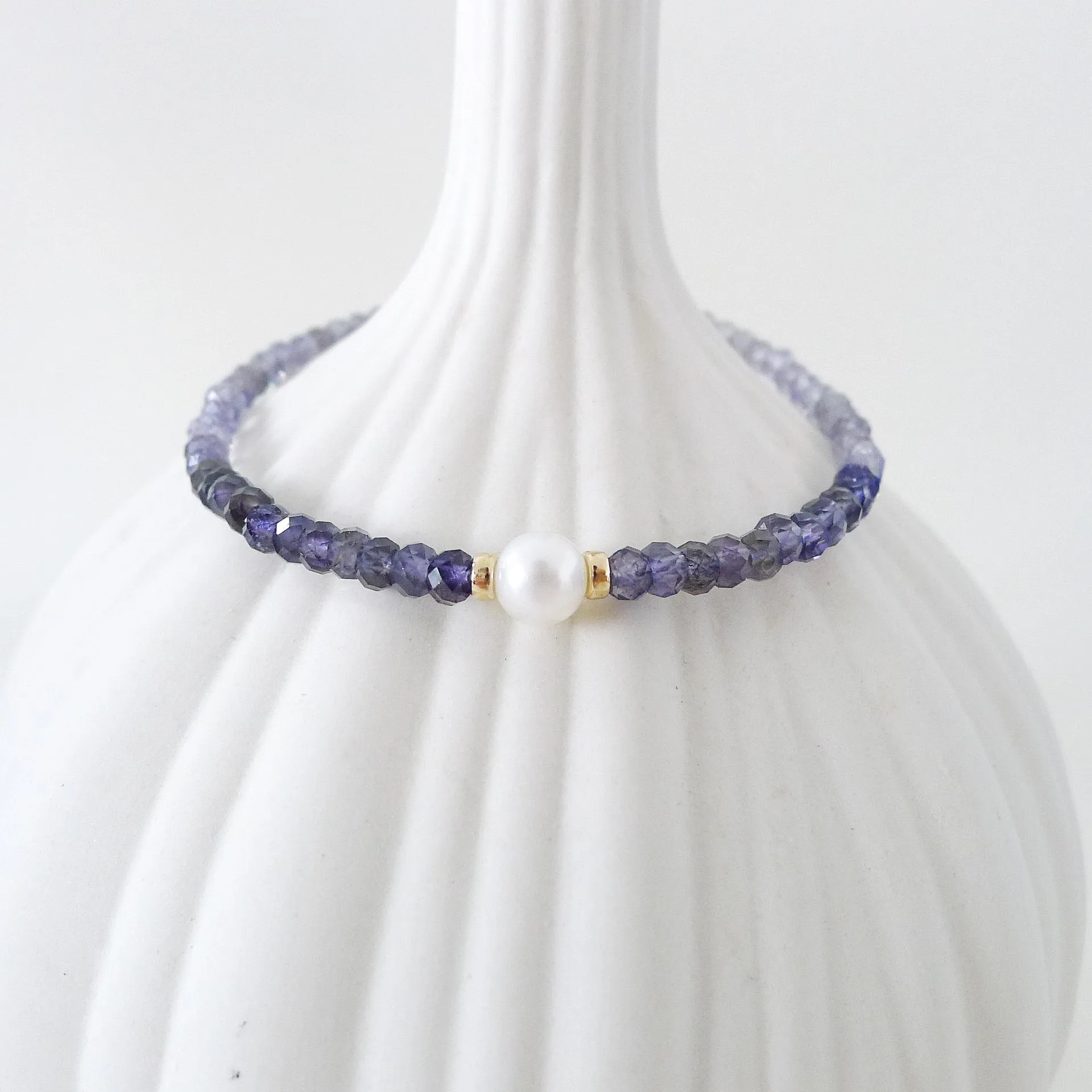 Selena Bracelet / Iolite Gemstone / Freshwater Pearl