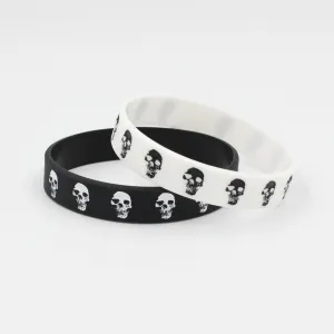 Silicone Couple Bracelet - Black and White Skull Head
