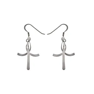 Silver Dangling Cross Earrings
