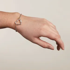 Silver Heartlock on a Silver Rolo Chain Bracelet