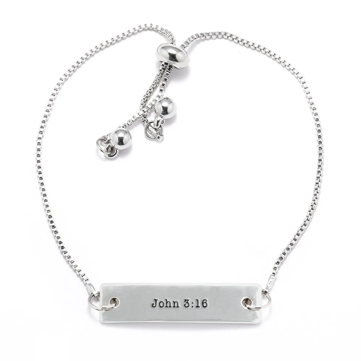 Silver John 3:16 Adjustable Bar Bracelet