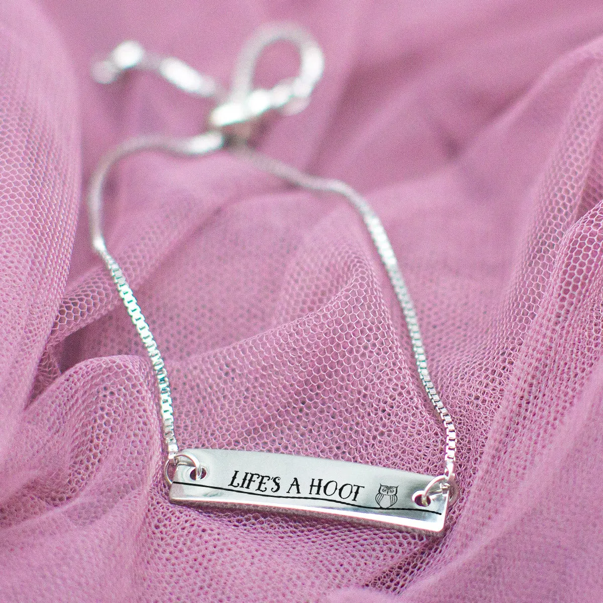 Silver Life's a hoot Adjustable Bar Bracelet