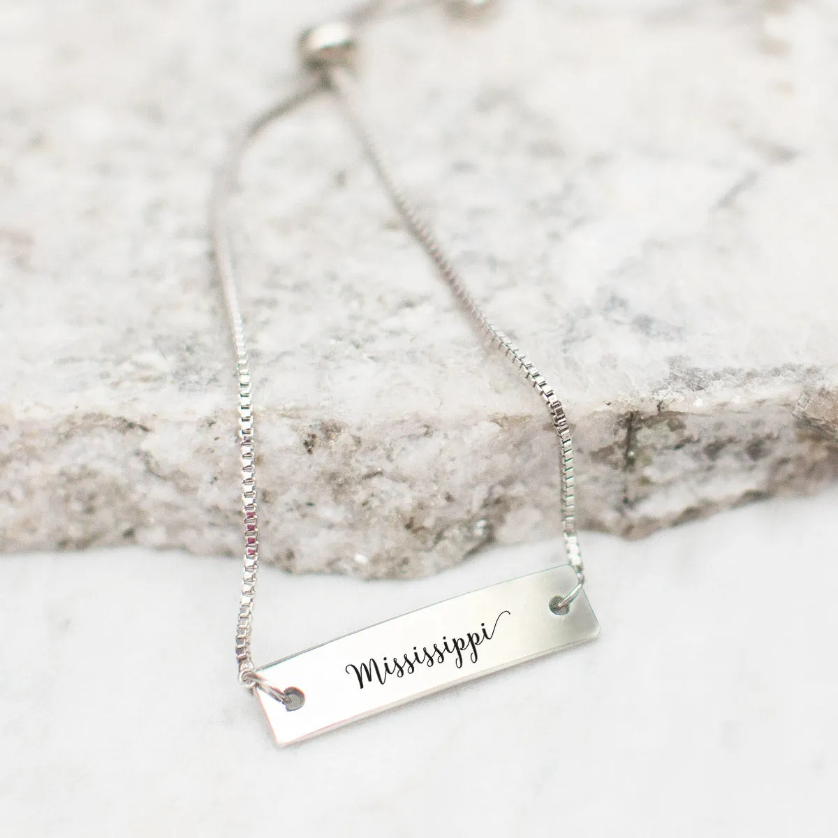 Silver Mississippi Adjustable Bar Bracelet