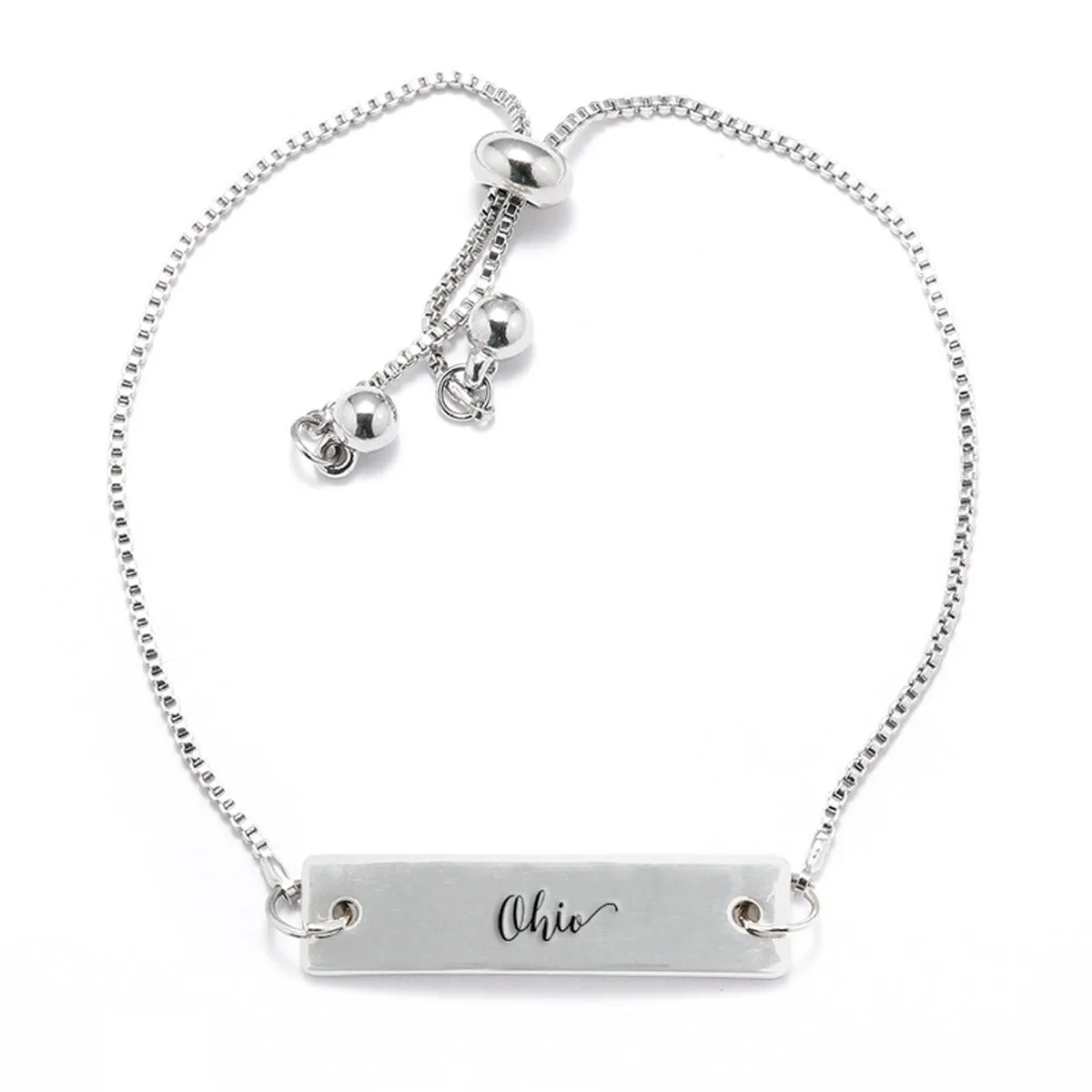 Silver Ohio Adjustable Bar Bracelet