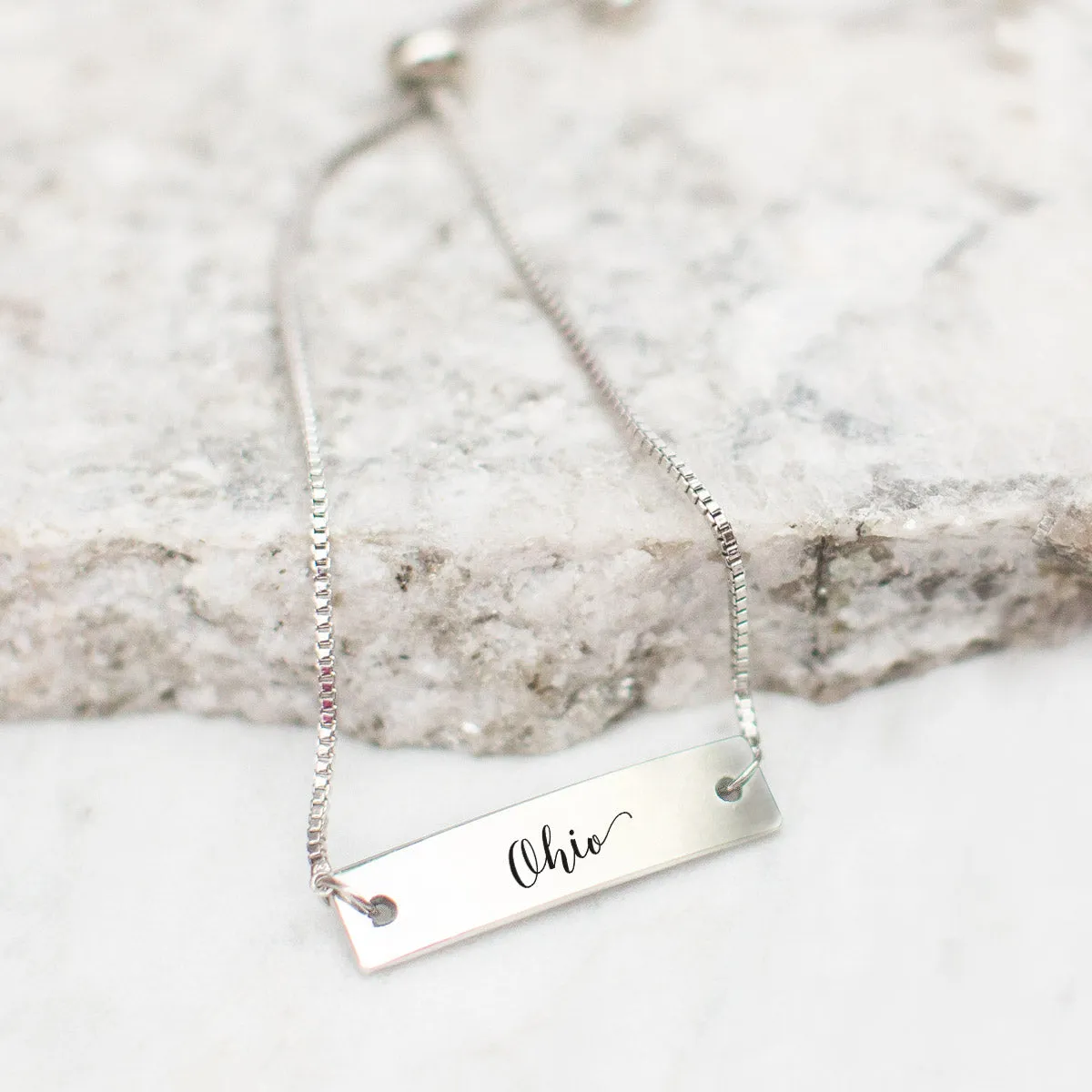 Silver Ohio Adjustable Bar Bracelet