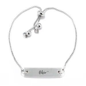 Silver Ohio Adjustable Bar Bracelet