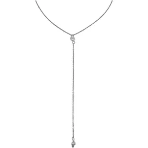 Silver Pearl Drop Lariat