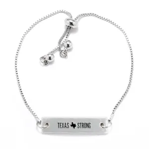 Silver Texas Strong Adjustable Bar Bracelet