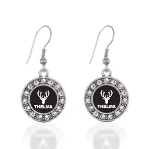 Silver Thelma Circle Charm Dangle Earrings