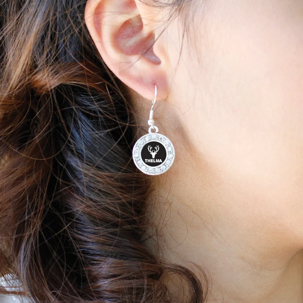 Silver Thelma Circle Charm Dangle Earrings