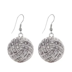 Silver Volleyball Charm Dangle Earrings
