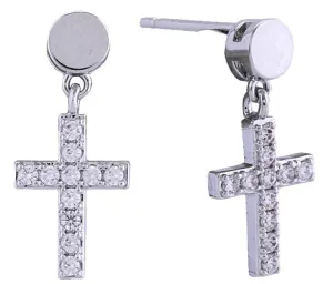 SJE311145 14K Dangling Cross Post Earrings