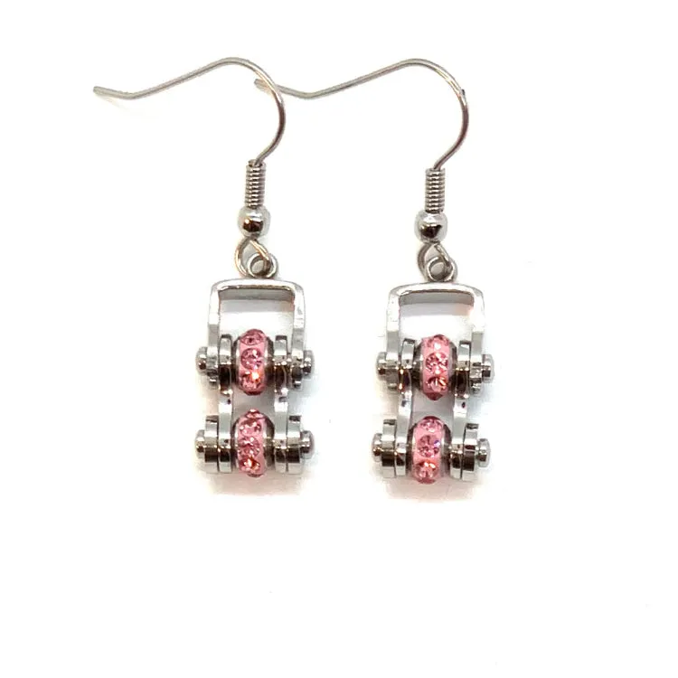 SK2216E October Edition Mini Mini 3/8" Wide Stainless Steel Tourmaline Imitation Crystal Earrings