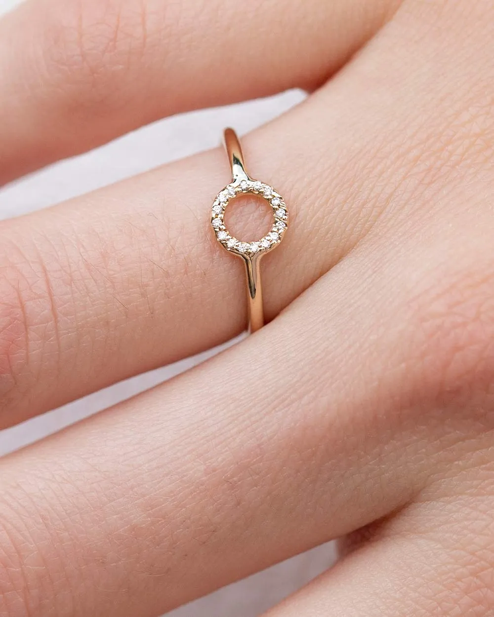 Solid Gold Diamond Pavé O Ring