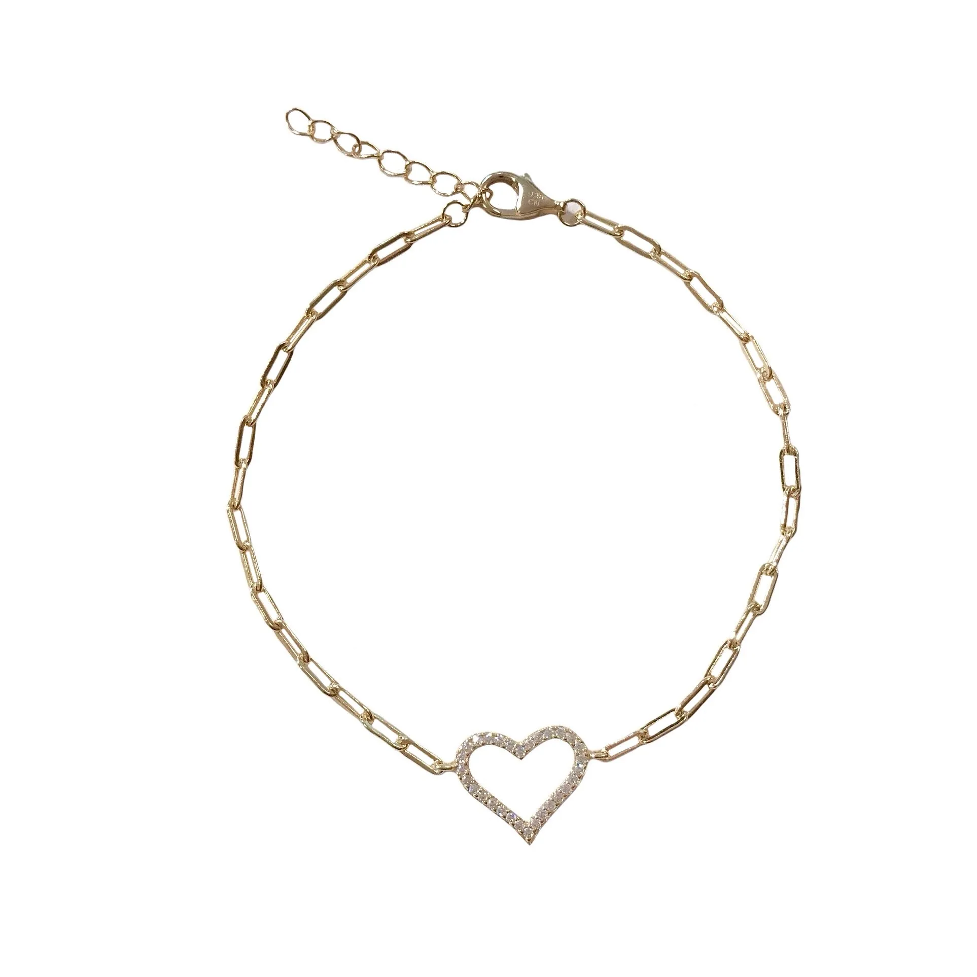 Sparkle Heart Paper Clip Bracelet