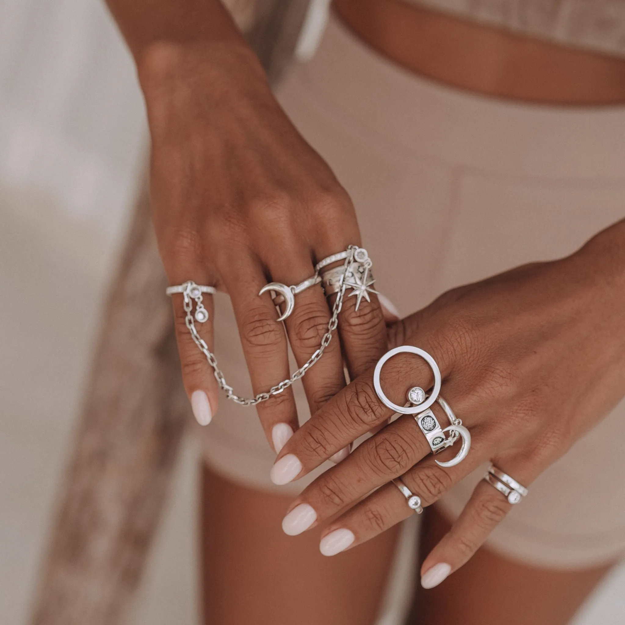 Sphere Ring With White Topaz