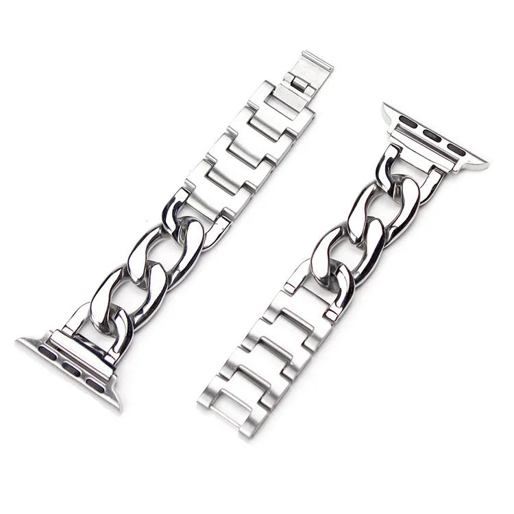 Stainless Steel Chain Bracelet Compatible With Apple Watch Band for 38MM 40MM 41MM-Sliver
