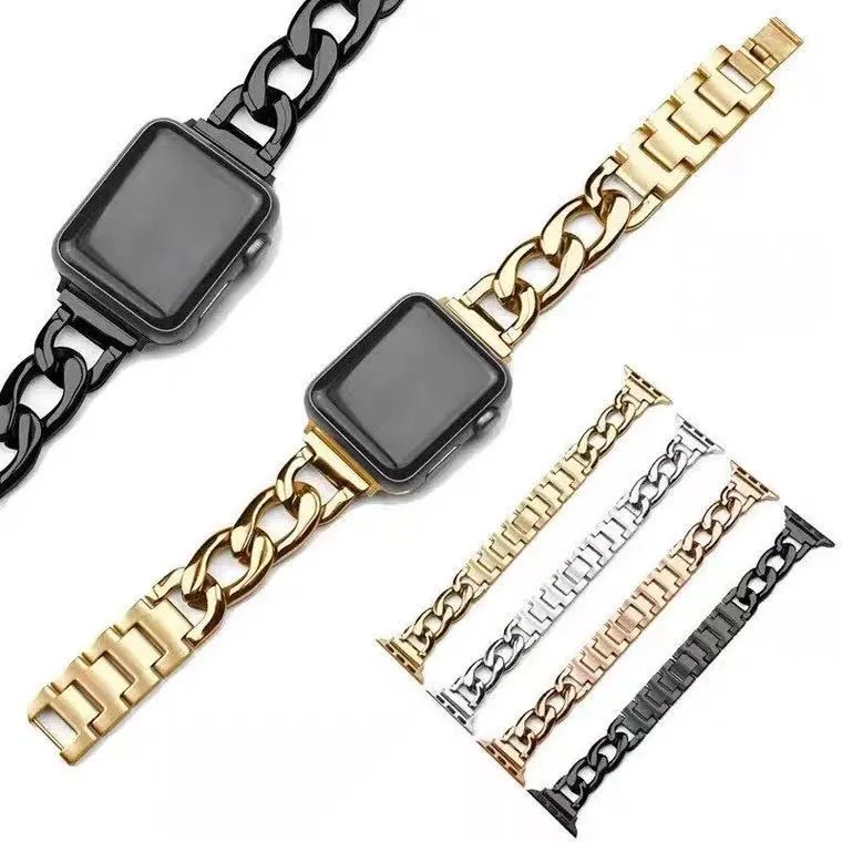 Stainless Steel Chain Bracelet Compatible With Apple Watch Band for 38MM 40MM 41MM-Sliver