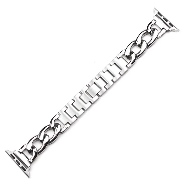 Stainless Steel Chain Bracelet Compatible With Apple Watch Band for 38MM 40MM 41MM-Sliver